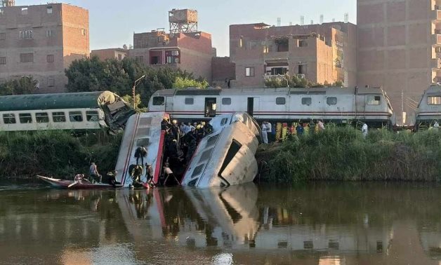 Train collision in Egypt injures 20 as carriages plunge into canal